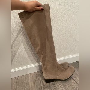 Born leather taupe suede pull on tall boots ladies 7.5 shoes